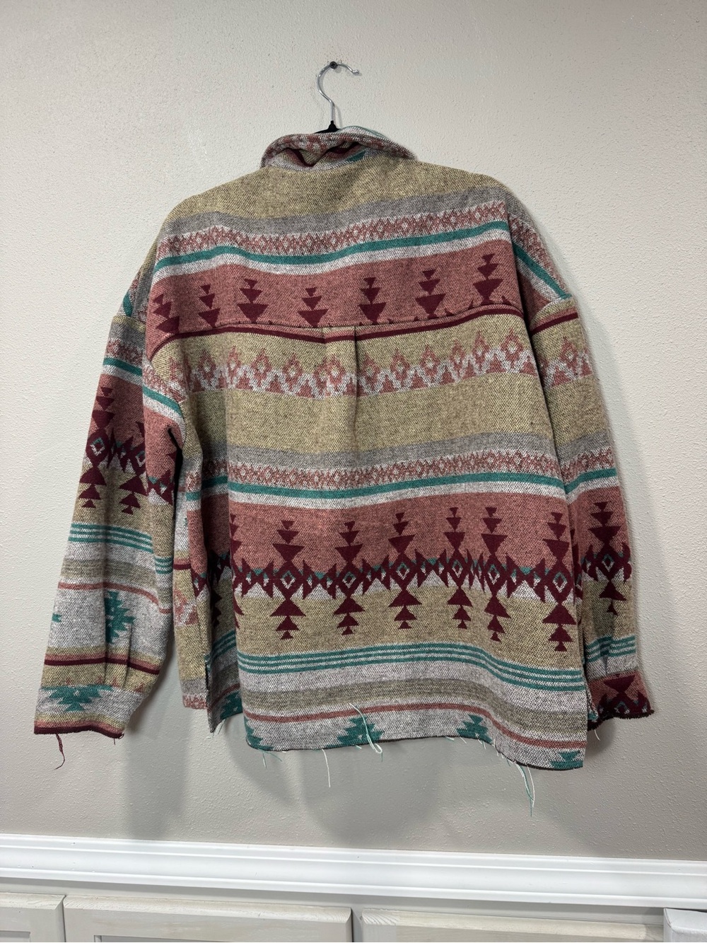 Aztec Pattern Button-Up Shacket Multi - Picture 3 of 7